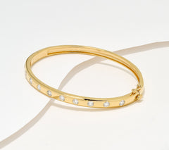 Fire Light Lab Grown Diamond Sterling Silver Bold Round Bangle