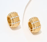 Fire Light Sterling Silver Goldclad Lab Grown Diamond 0.75 cttw Bold Puffy Hoops Earrings,