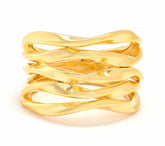 Christian James by Scott Grimes Sterling Silver 14K Clad Gold 5 Band Ripple Ring, Size 11