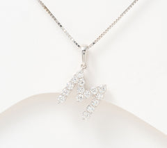 Fire Light Sterling Silver Lab Grown Diamond .4 cttw Initial "M" Necklace,