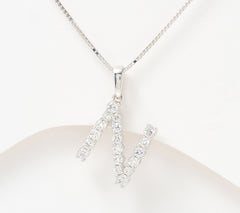 Fire Light Sterling Silver Lab Grown Diamond .4 cttw Initial "N" Necklace,