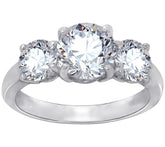 Diamonique Sterling Silver Round 3-Stone Ring, Size 6