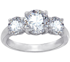 Diamonique Sterling Silver Round 3-Stone Ring, Size 6