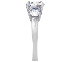 Diamonique Sterling Silver Round 3-Stone Ring, Size 6