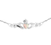 Black Hills Gold Sterling Silver & 12K Gold Claddagh Anklet, 10"