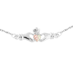 Black Hills Gold Sterling Silver & 12K Gold Claddagh Anklet, 10"