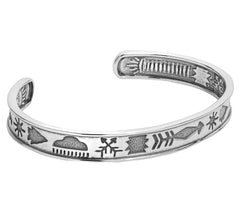 American West Sterling Silver 8"Symbol Cuff Bracelet by Pollack USA
