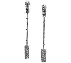 Artisan Crafted Sterling Silver Patterned Linear Earrings, 1-3/16