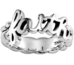 JAI Sterling Silver Script "Faith" Message Ring, Size 6