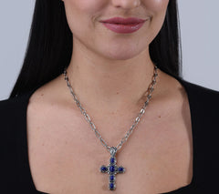 American West Classics Sterling Silver Lapis Lazuli Cross Enhancer