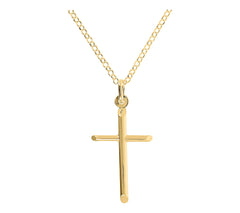 Italian Sterling Silver Polished Yellow Cross Pendant w/ Chain 18"+2"