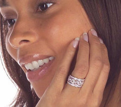 Epiphany Platinum Clad Diamonique Lace Design 3-pc. Ring Set, Size 6