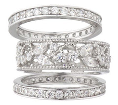 Epiphany Platinum Clad Diamonique Lace Design 3-pc. Ring Set, Size 6