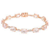 QVC 14K Rose Gold Morganite & Diamond Tennis Bracelet, 6"