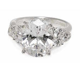 Diamonique Season of Splendor Oval Cluster Ring 5.60 cttw Sterling Silver Size 8