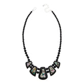Jay King Sterling Silver Black Chalcedony & Abalone Shell Inlay Reversible Necklace, 18"