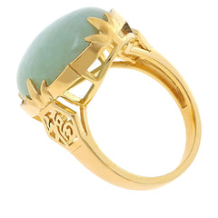 Jade of Yesteryear Light Green Jade & Cz Sterling Silver Dome Ring, Size 6