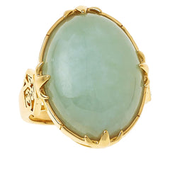 Jade of Yesteryear Light Green Jade & Cz Sterling Silver Dome Ring, Size 6