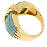 Jade of Yesteryear Goldtone Green Jade Calligraphy Ring, Size 7