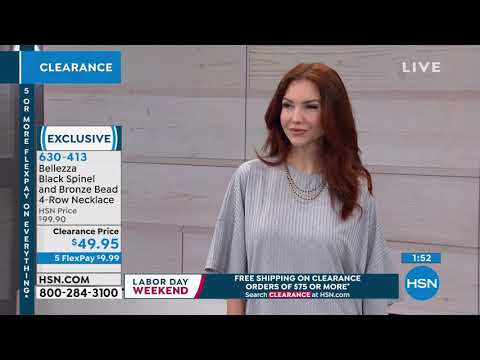 Bellezza Black Spinel and Bronze Bead 4Row 18-3/4" Necklace