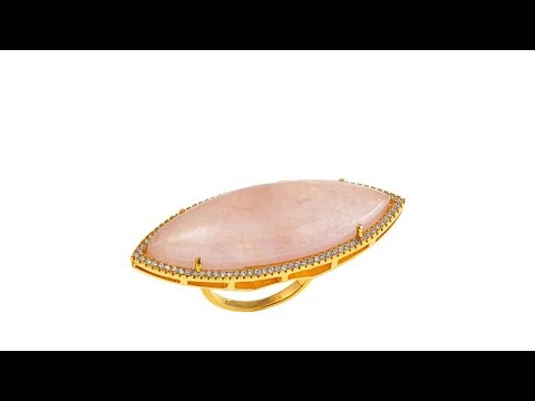 Rarities Elongated Marquise Aquamarine & White Topaz Ring, Sz 6