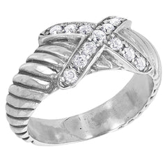 Bali RoManse Pav Zircon Gemstone XDesign Cable Ring, Size 6