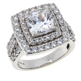 Robert Manse Cushion-Cut Halo Engagement Ring – Size 11 – 6.80ctw CZ in Sterling Silver
