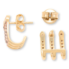 Rarities .35ctw Champagne Diamond Gold-Plated Three-Row Earrings