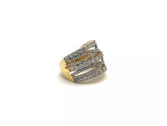 Affinity Sterling Silver Goldclad Diamond Multi-row Ring, Size 7