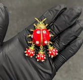 Kirks Folly Goldtone Ladybug Red Enamel Pin 2" X 1-1/2"