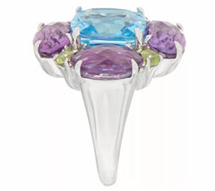 QVC Sterling Silver 10.10Ct Multi-Gemstone Flower Ring, Size 7