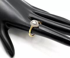 Joya TwoTone Sterling Silver Polki Diamond Pear Pave Ring Size 10