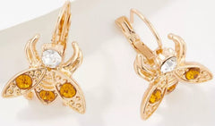 Conjunto de collar y pendientes Joan Rivers con abeja de cristal multicolor en tono dorado, 45 cm