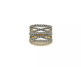 Affinity Sterling Silver Goldclad Diamond Multi-row Ring, Size 7