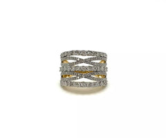 Affinity Sterling Silver Goldclad Diamond Multi-row Ring, Size 7