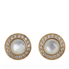 Colleen Lopez Goldtone mother-of-Pearl & White Topaz Stud Earrings.