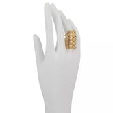 Herkimer Mines Sterling Silver Goldclad "Diamond" Quartz 10-Stone Cuff-Style Yellow Ring. Size 6