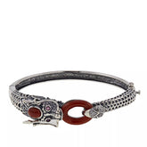 Jade of Yesteryear Red Jade, Ruby and CZ Dragon Bracelet, 7-1/2"