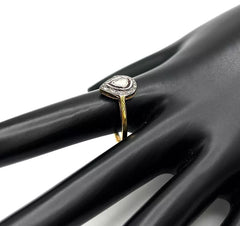 Joya TwoTone Sterling Silver Polki Diamond Pear Pave Ring Size 10