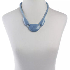 Collar babero Jay King de plata de ley con calcedonia azul, 45 cm
