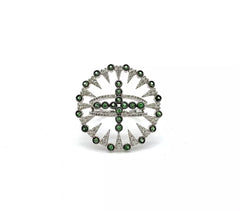 Anillo de plata de ley con diseño abierto de tsavorita y circón blanco, talla 7