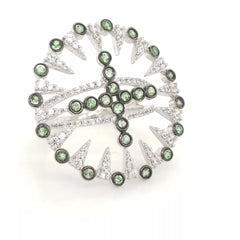 Anillo de plata de ley con diseño abierto de tsavorita y circón blanco, talla 7