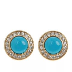 Colleen Lopez Goldtone Turquoise & White Topaz Stud Earrings