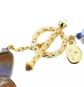 Rarities Sterling Silver Goldclad Chunky Gemstone Beaded Bracelet. 6-3/4"