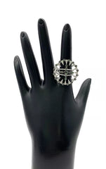 Anillo de plata de ley con diseño abierto de tsavorita y circón blanco, talla 7