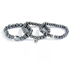 Juego de tres pulseras de hematita de Dee Berkley, ajuste de 7-1/4"