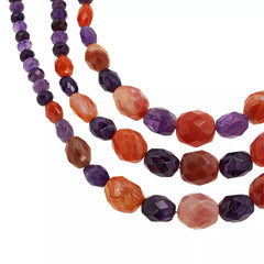 Collar Jay King de plata de ley con cuentas de calcedonia naranja y amatista. 45 cm
