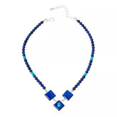Jay King Sterling Silver Lapis & Turquoise Beaded Gemstone Bib Necklace. 18"