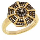 Colleen Lopez Gold-Plated .33ctw Champaagne Diamond Starburst Ring, Size 5