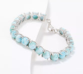 Affinity Gems Sterling Silver Round Cut Larimar Tennis Bracelet 7-1/4"